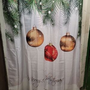 Christmas Shower Curtain with Ornaments